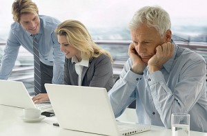 Employee waiting for a web page to load.